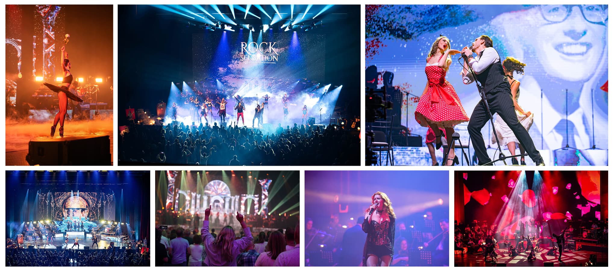 Collage of photos from the Rock Sensation show